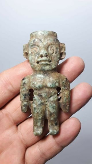 Pre - Columbian Mayan Jade Figure From Mexico.  Ca.  650 Ad.