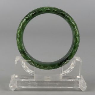 Chinese Exquisite Hand - carved flower Carving Hetian jade Hollow bracelet 2