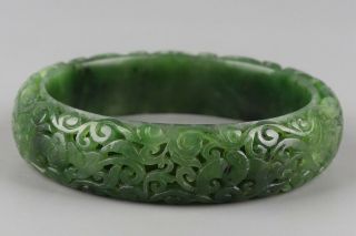 Chinese Exquisite Hand - carved flower Carving Hetian jade Hollow bracelet 6