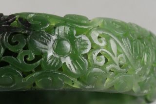 Chinese Exquisite Hand - carved flower Carving Hetian jade Hollow bracelet 7