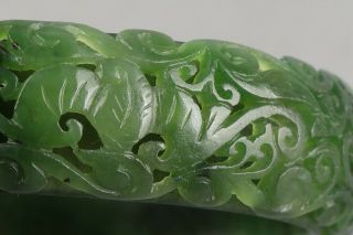 Chinese Exquisite Hand - carved flower Carving Hetian jade Hollow bracelet 8