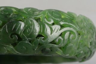 Chinese Exquisite Hand - carved flower Carving Hetian jade Hollow bracelet 9