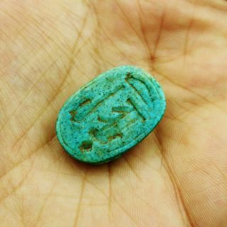 Rare Antique Faience Scarab Beetle Amulet Figurine Ancient Egyptian