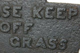 EARLY CAST IRON KEEP OFF THE GRASS SIGN - EXTREMELY RARE - 1800s - L@@K 3