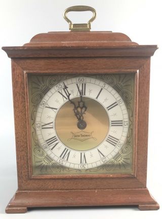 Vintage Seth Thomas Wooden Mantle Clock Exeter E538 - 000 Chime Electric - 1977