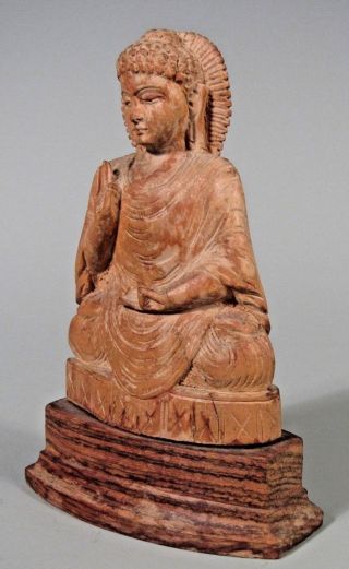 Fine Nepal Nepali carved Wood Figure of the Buddha ca.  20th century 2