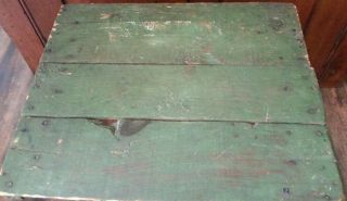 ANTIQUE PRIMITIVE CHILD ' S TOY DOLL TABLE.  OLD GREEN PAINT.  AAFA 5