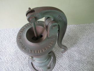 Antique Water Well Pump Vintage COLUMBIANA Ohio Cast Iron,  Green Paint 4