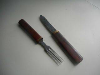Antique 19th Century Combination Knife & Fork.  Civil War Period Camping Knife &
