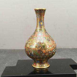 Japanese Meiji Cloisonne Vase With Gilded Wire,  Attributed To Namikawa Yasuyuki