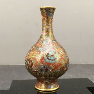 Japanese Meiji Cloisonne Vase with Gilded Wire,  attributed to Namikawa Yasuyuki 4