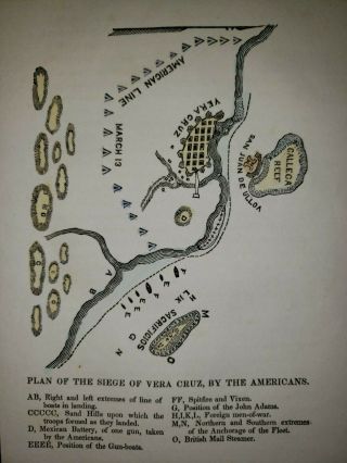 Battle of Vera Cruz 1847 Map Hand Color Mexican American War San Juan de Ulloa 2