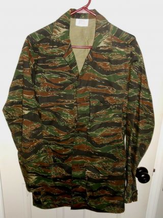 Vintage Tiger Stripe Camo Shirt / Jacket Combat Vietnam Era Style Rare Size L