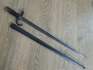 Ww1 French Navy Gras Rifle Bayonet & Scabbard Dated 1874