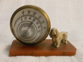 Great Art Decohersey Metal Thermometer With Cold Painted Spaniel & Bakelite Base