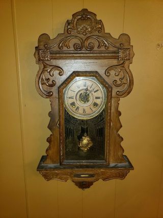 Antique Gingerbread Wooden Wall Clock Gatley & Fitzgerald Co.  " Sunshine "