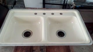 Enamel Or Porcelain Over Steel Vintage Small Sink