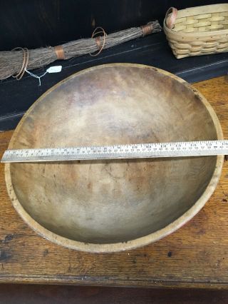 Exceptional 1800s Old Red Paint Wooden Bowl Hand Turned Primitive OOAK 4