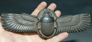 Ancient Egyptian Antiquities Scarab Beetle Wings Egypt Carved Stone Statue Bc