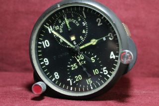 Soviet Aircraft Clock ACHS - 1M Military USSR MIG Su Russia Cockpit Chronograph 2