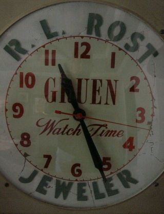 Vintage R.  L.  Rost Jeweler - Gruen Watch Time - Advertising Clock - Pulaski Tennessee 3
