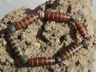 Tibetan Old Agate Bracelet Banded Antique Budhai Dzi Ancient Beads