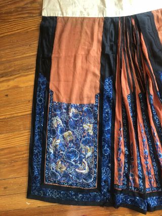 Antique Chinese 19th Century Silk Embroidered Panel Skirt 5