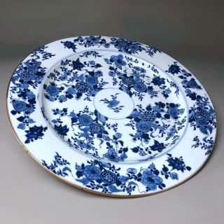 LARGE Ø38CM antique CHINESE PORCELAIN CHARGER 18th century blue and white dish 11