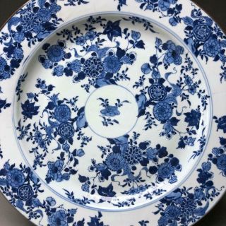 LARGE Ø38CM antique CHINESE PORCELAIN CHARGER 18th century blue and white dish 2
