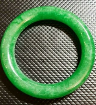 Vtg Chinese Apple Green Jadeite Jade Bangle Bracelet 75.  3 Grams