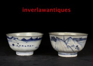 Pair 17th C 1690 Vung Tau Cargo Bowls Christies Labels