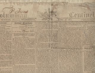 Historic 1811 Newspaper - Commodore Decatur Blasts Hole In Hms Eurydice Accident