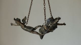 Antique Cherub Figural Light Fitting Flying Cherubs Ceiling Light Chandelier 2