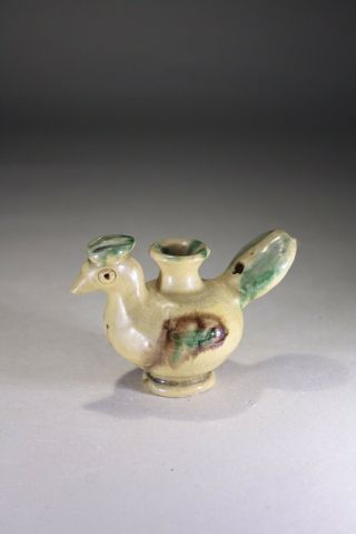 Antique Chinese Sancai Glazed Pottery Cockrell Whistle Tang