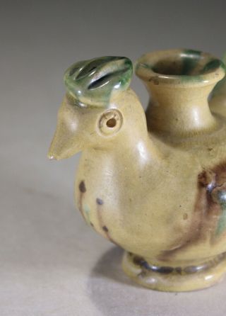 Antique Chinese Sancai Glazed Pottery Cockrell Whistle Tang 2