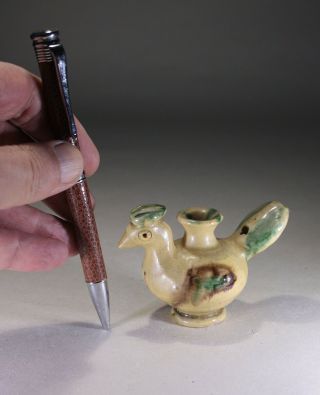 Antique Chinese Sancai Glazed Pottery Cockrell Whistle Tang 8