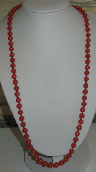 Natural red knotted Coral necklace with 14 ct.  GOLD CLASP rare ca.  1900 2