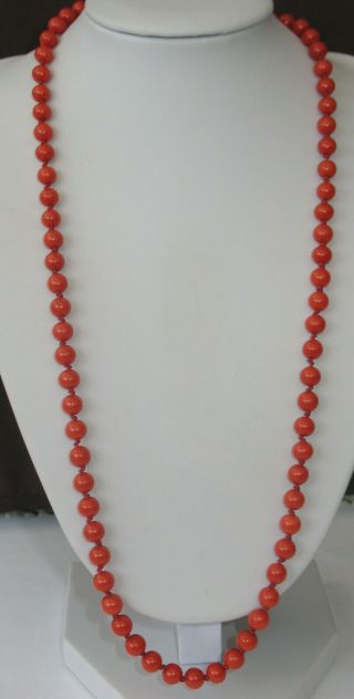 Natural red knotted Coral necklace with 14 ct.  GOLD CLASP rare ca.  1900 3