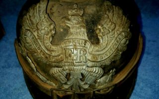 WW1 Imperial German pickelhaube knob helmet leather as found 1916 10