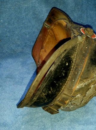WW1 Imperial German pickelhaube knob helmet leather as found 1916 11