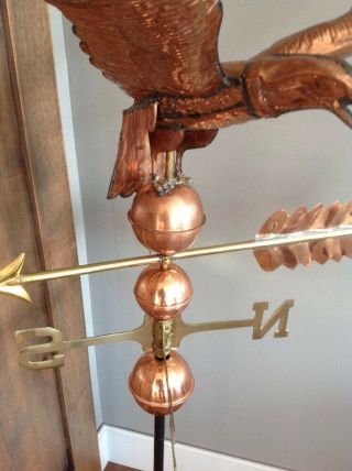 VINTAGE COPPER EAGLE WEATHERVANE CAST IRON STAND SPHERES AND DIRECTIONALS 3