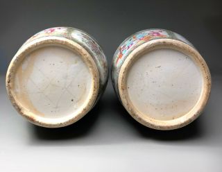 LARGE PAIR antique Chinese FAMILLE ROSE VASES 19th century Canton porcelain 10