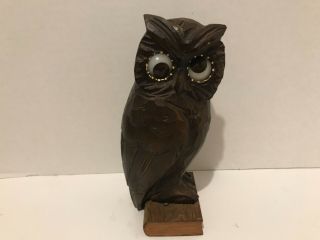 Rare Vintage German J.  Oswald Owl On Book Clock With Rolling Eyes Not
