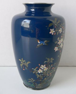 Signed JAPANESE silver wire CLOISONNÉ vase HAYASHI KODENJI,  or in the manner of 8