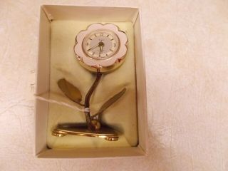 Sheffield Flower Alarm Clock With Brass Stem Dated 1964