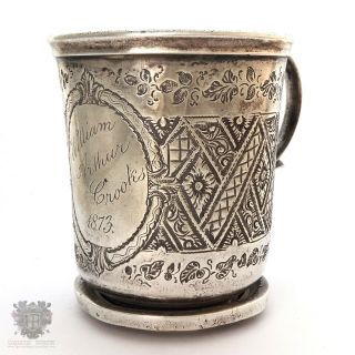 Australian Colonial antique sterling silver cup Henry Steiner 1860 ' s early mug 4