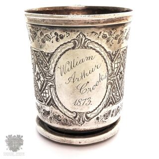 Australian Colonial antique sterling silver cup Henry Steiner 1860 ' s early mug 5