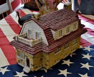 Antique Wooden Handmade Folk - Art Cottage 5