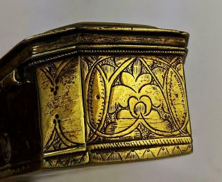 DUTCH EAST INDIES Antique GILT BRASS TOBACCO BOX 18TH CENTURY 12