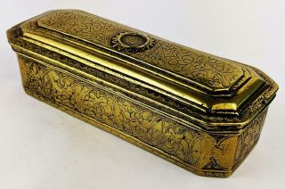 Dutch East Indies Antique Gilt Brass Tobacco Box 18th Century